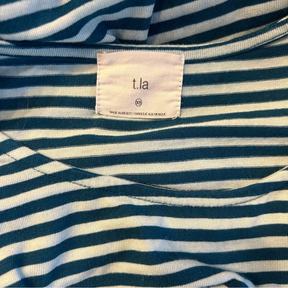 T.la from Anthropologie Barela Tie-Waist Top in Green and Blue Stripes, Size XS - Picture 8 of 9